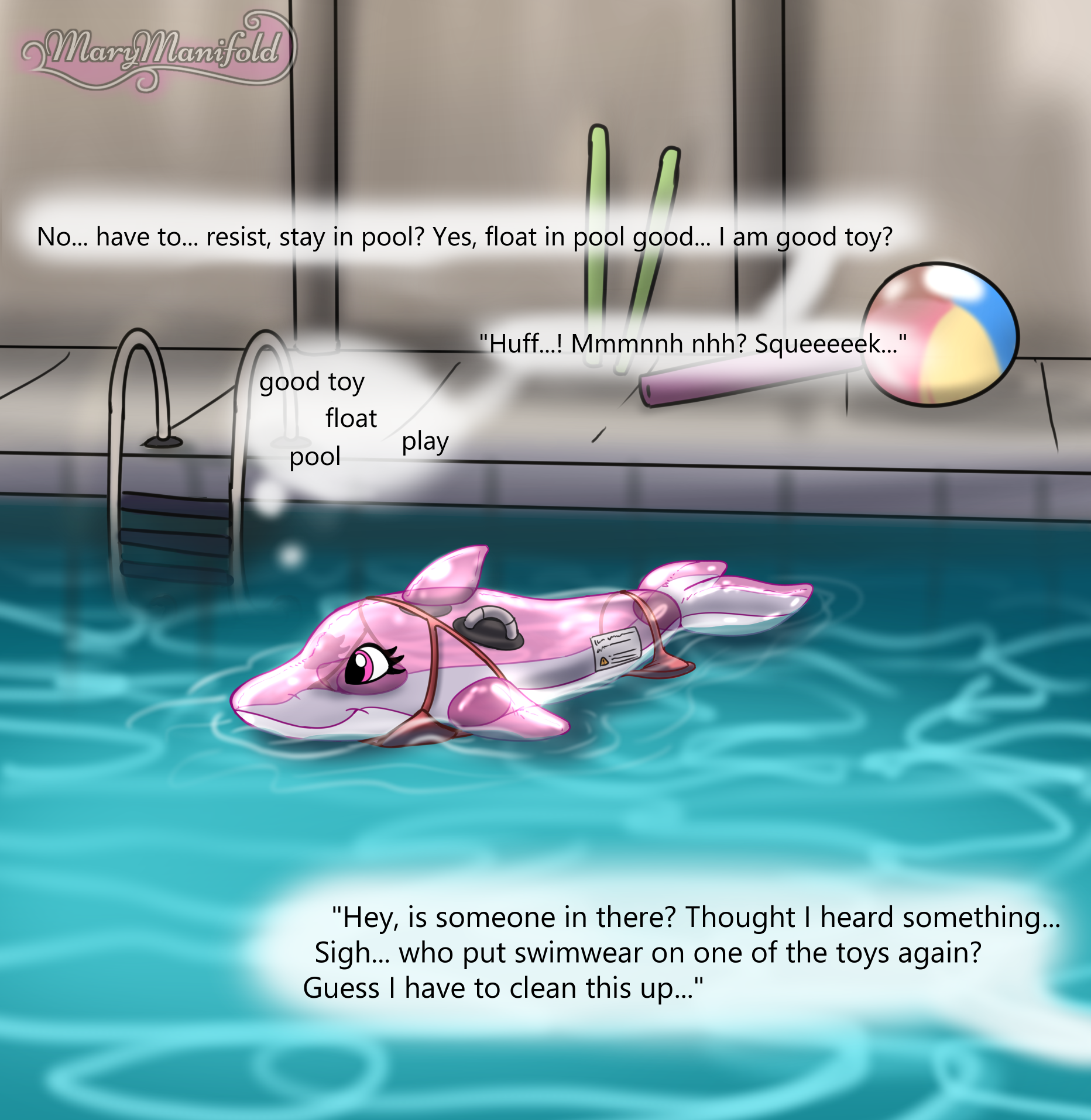 a pooltoy floating in a pool